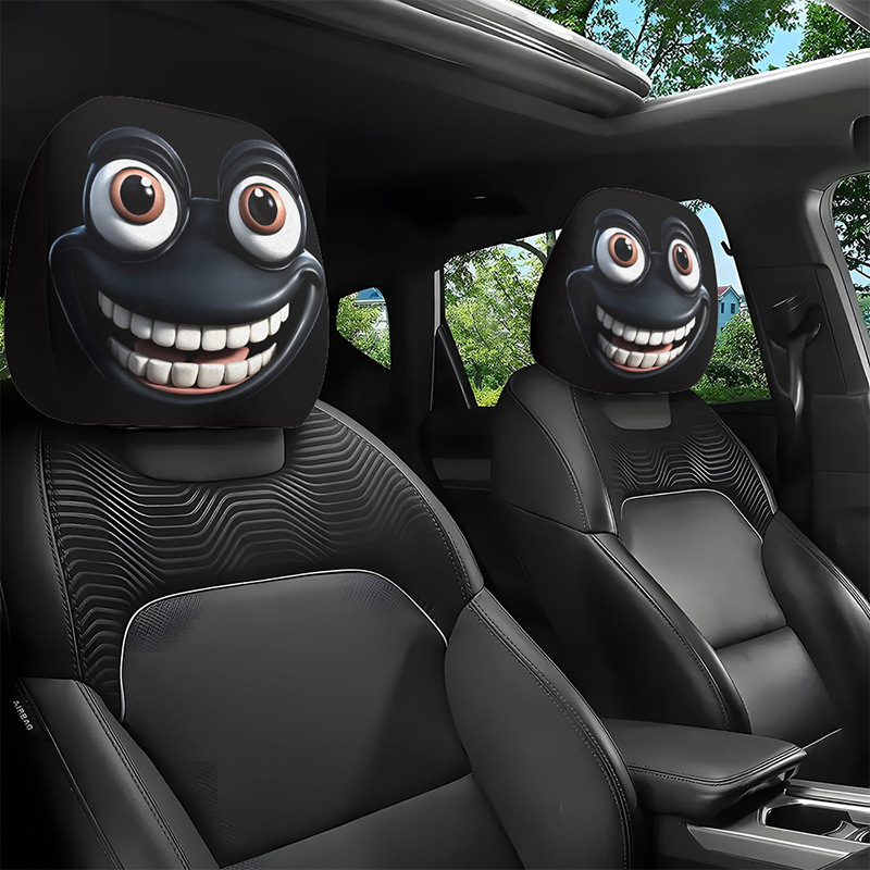 Printed car headrest covers, customizable with logos, available for dropshipping; we can create designs based on your images; suitable for TEMU and Amazon, a popular cross-border product