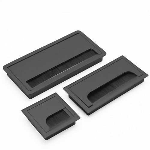 Plastic brush office cable box cover Square aluminum alloy cable box Cable hole cover Office conference desk cable management