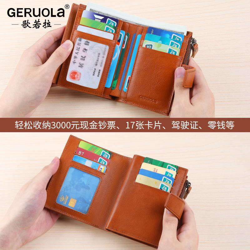 Cartera de cuero para hombre 2025 nuevo bolso de dinero clip corto bolso de plata para niños funda para tarjeta de conducir de gran capacidad