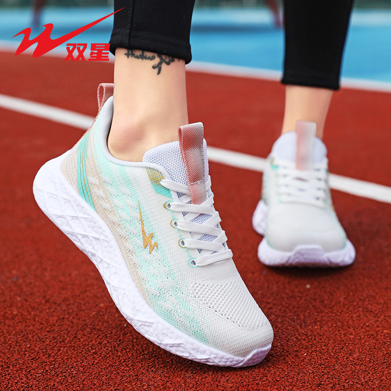 Double Star Women's Shoes Spring New Model Mesh Breathable Sports Casual Shoes Women's Korean Style Versatile Soft-Soled Travel Shoes Women's Trendy Shoes