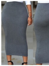 I 13884 Elastic Waist Bodycon Midi Skirt ���ΰ���ȹ