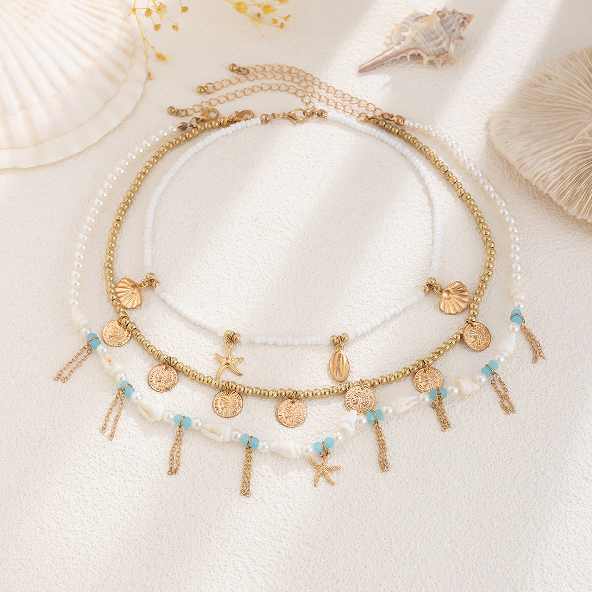 Geometric Pattern Hawaiian Vacation Geometric CCB Imitation Pearl Alloy Wholesale Necklace
