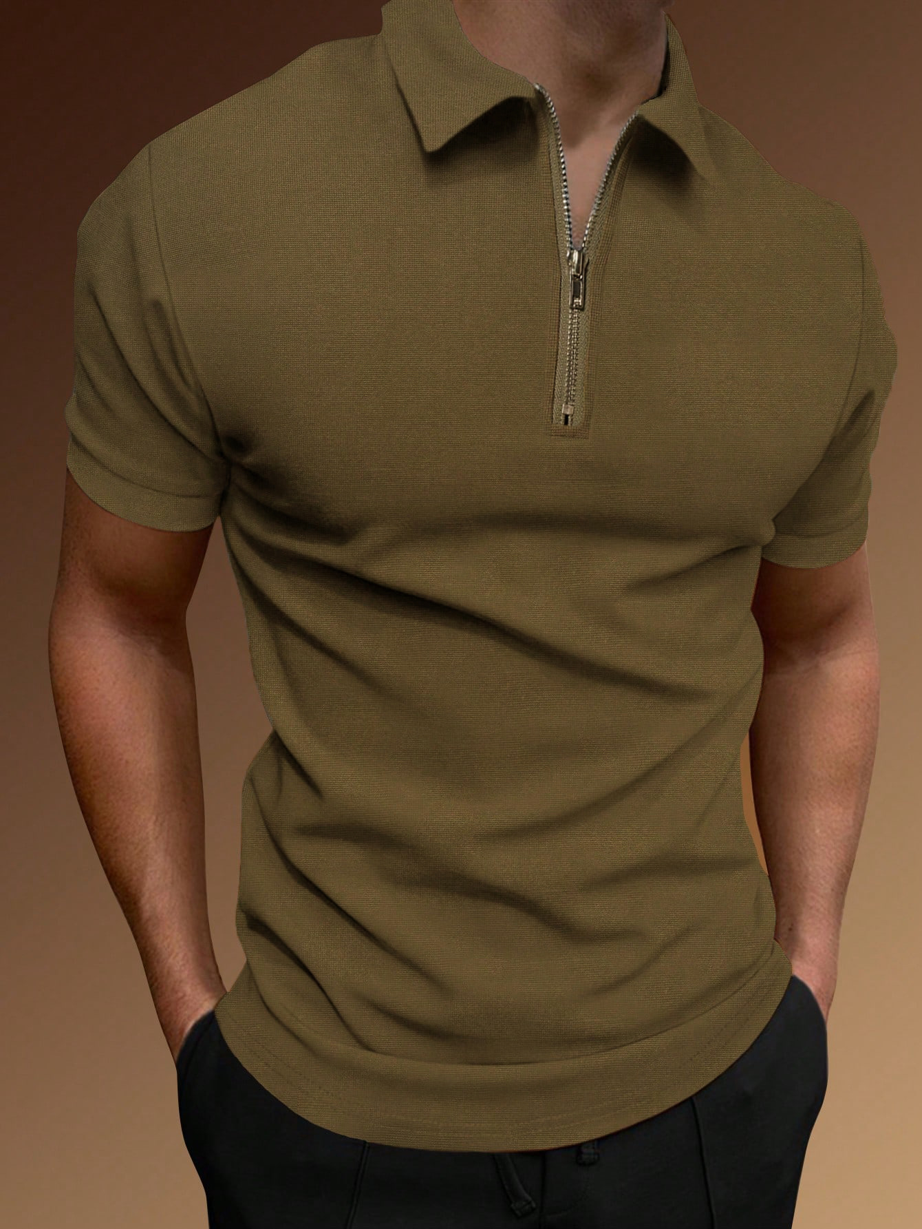 Europa y América comercio exterior transfronterizo hombre deportivo de verano camiseta de acondicionamiento físico con solapa de manga corta con media cremallera camiseta polo