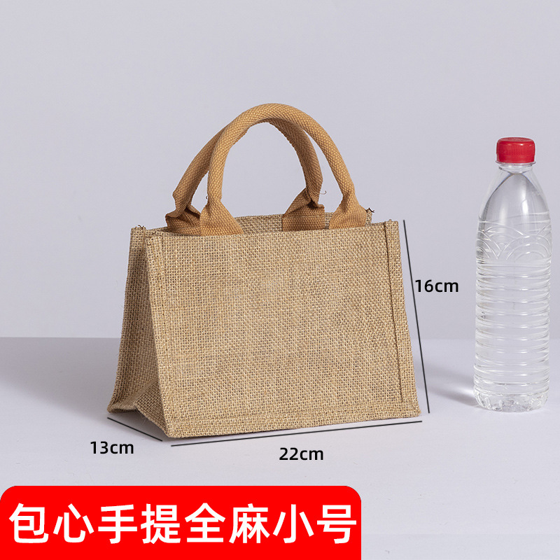 En stock bolso de lino No impreso logotipo impreso personalizado bolso Lino yute compras algodón y lino bolso de mano portátil personalizado