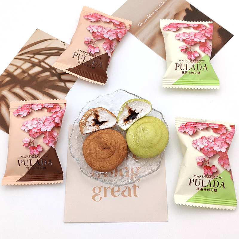 British Pulada Matcha Flavored Marshmallow Sandwich Cocoa Flavored Popping Candy Bulk Snacks