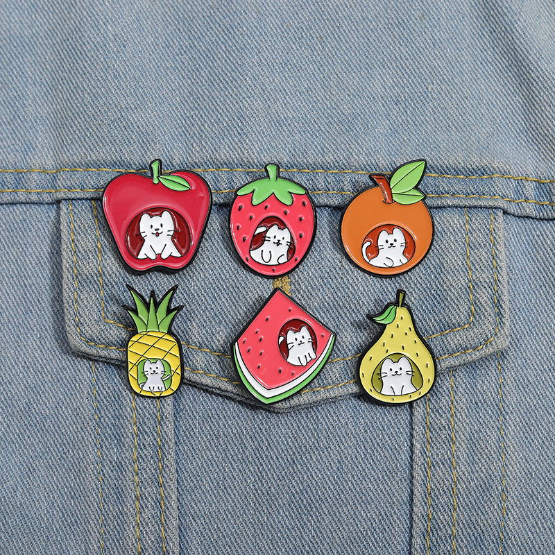 Cartoon Style Pear Apple Watermelon Alloy Stoving Varnish Unisex Brooches display picture 4