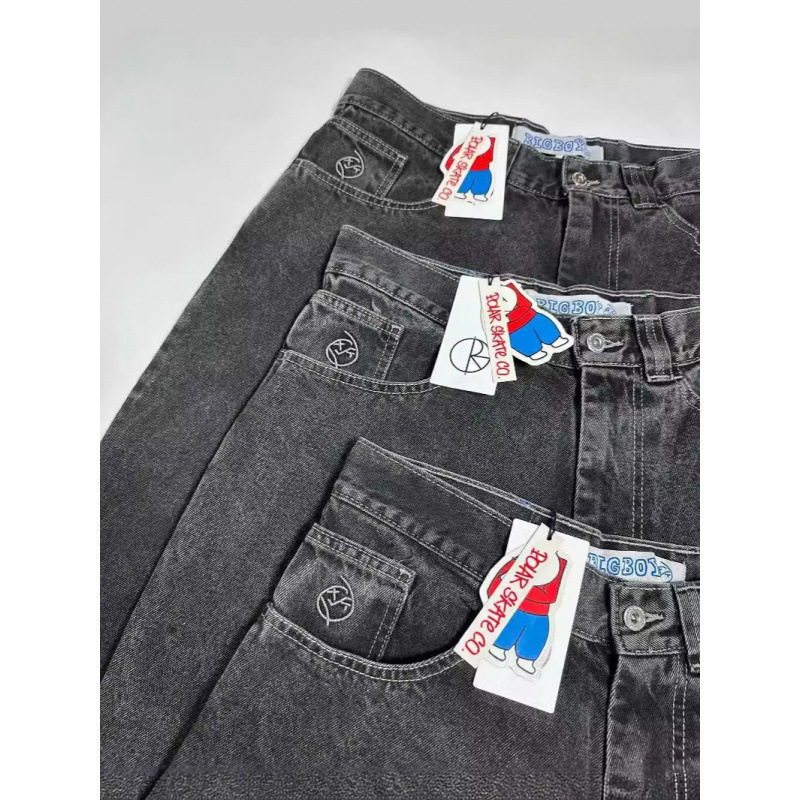 Streetwear Y2K Big Boys Jeans Hip Hop Cartoon Graphic Embroidery Loose Jeans High Waist Wide Leg Pants