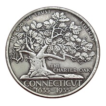 仿古工艺品美国半美元1935黄铜镀银外贸纪念币Conn