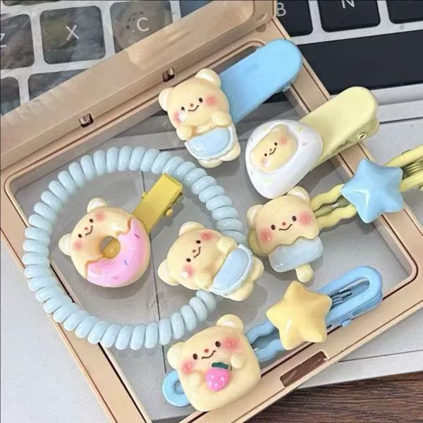 Cute blue telephone, set, 17 size, with little bears, 6 pieces
