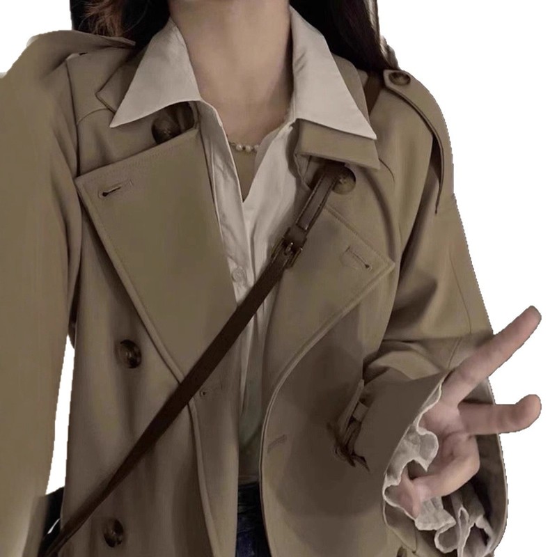 高级感卡其色风衣修身外套女秋季新款今年流行小个子中长款大衣女|undefined