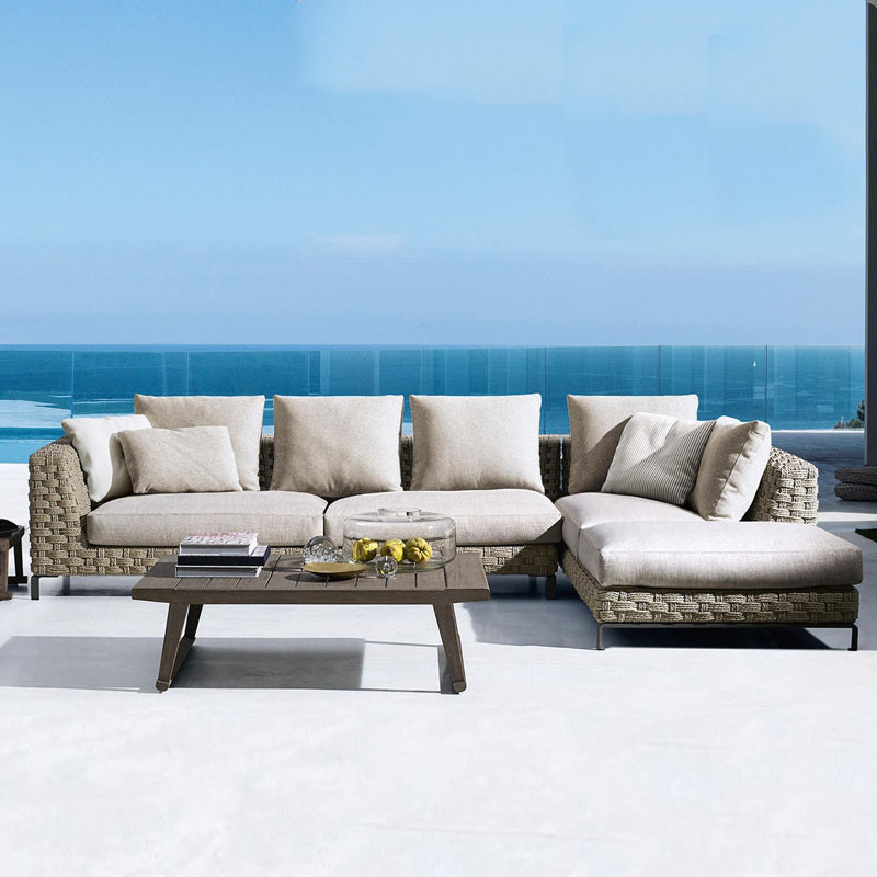 Sofá al aire libre silla de caña hecha a mano alojamiento pastoral estilo de ocio del sudeste asiático villa muebles de patio combinación de muebles de caña