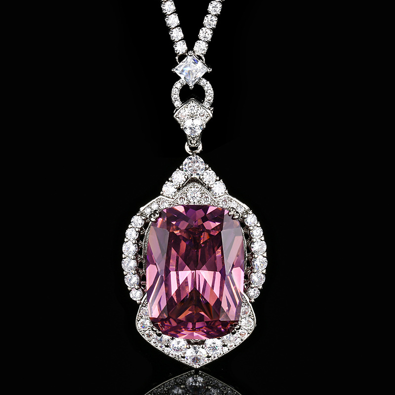 2024 nuevo estilo Zhuang Shengsheng joyería fondo de cobre chapado en oro moda imitación de color tesoro diamante colgante de lujo collar piedra 20*28