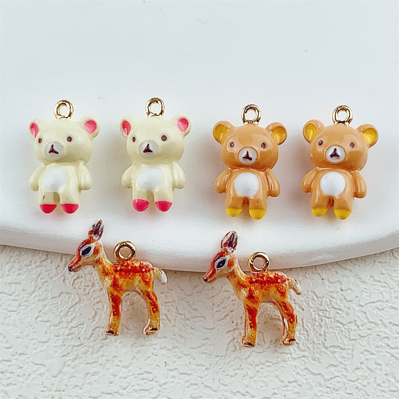 合金滴油立体仿真可爱小熊小鹿吊坠 DIY手工饰品挂件配件材料|undefined