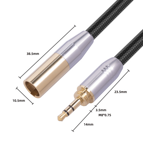 Cross-border supply gold-plated external thread 3.5mm male to MINI XLR 3Pin male mini XLR audio cable