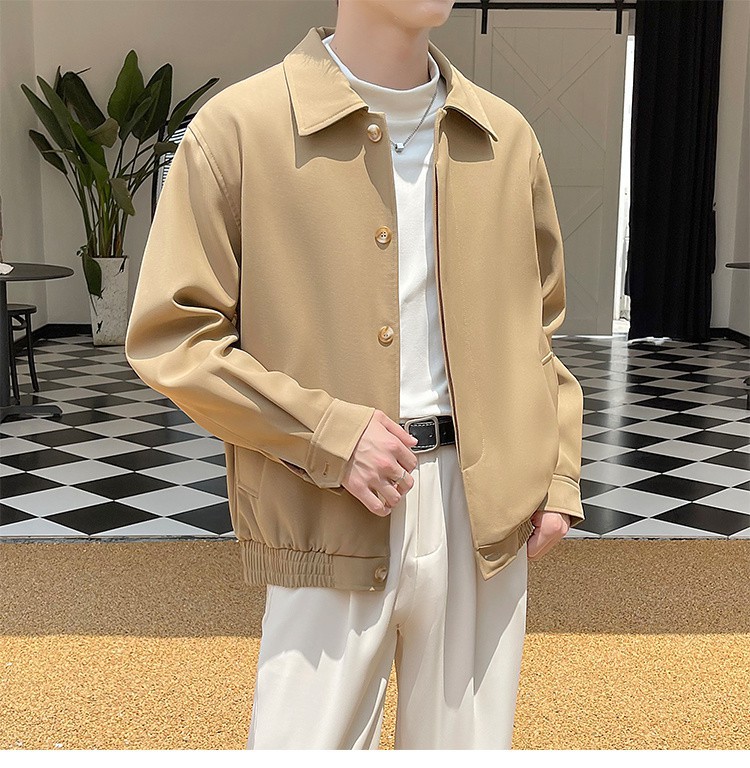 Men's Casual Workwear Blazer, Mature Style Turn-down Collar Jacket_voghion.com