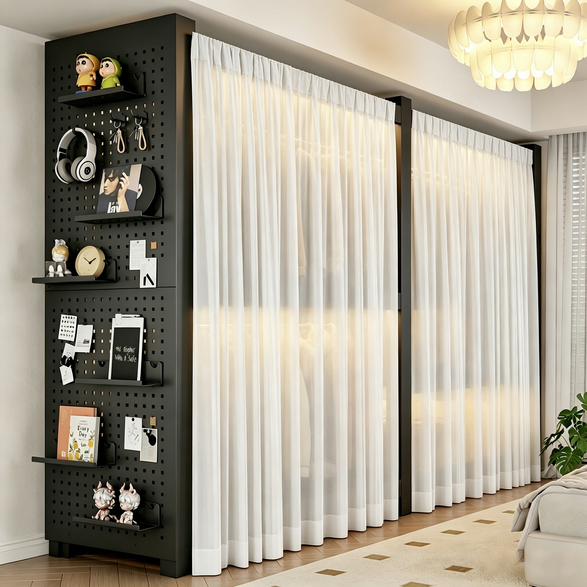 Easy-to-assemble shelf wardrobe for home use in the bedroom or dressing room, open-style steel metal clothes rack