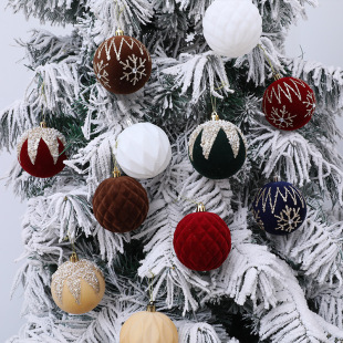 Cross-Border Christmas Decoration 8Cm4Pcs Painted Christmas Balls with Diamonds Christmas Tree Decoration Shopping Mall Window Decoration Pendant