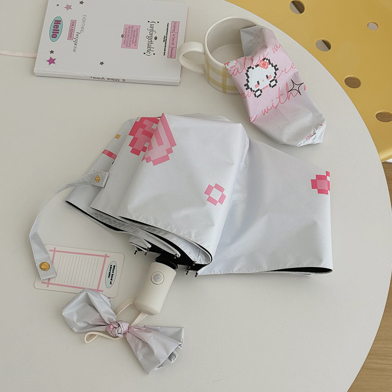 Cute automatic handheld umbrella solar-powered for elementary school students, fully automatic, sun protection