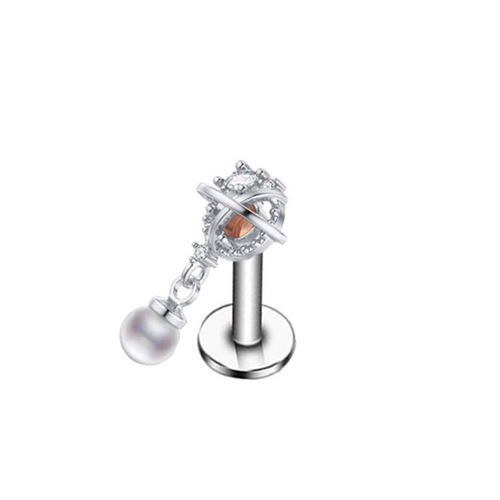 European and American piercing stainless steel AAA zircon lip nail ear cartilage nail 1.2*10 thread detachable simple trendy jewelry
