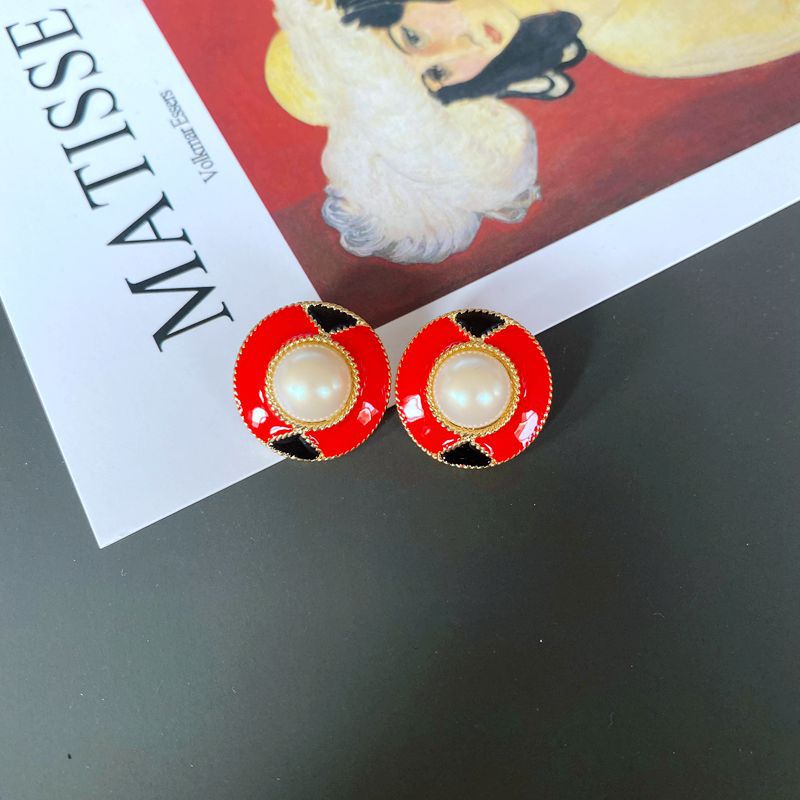 Boucles D&#39;oreilles Fantaisie En Émail Rouge display picture 5