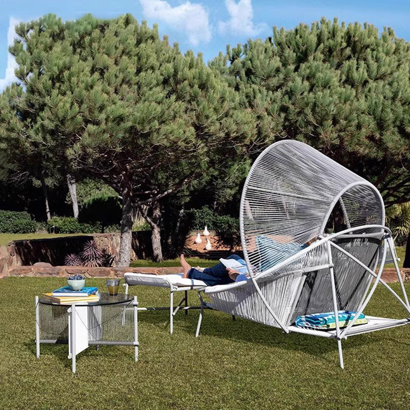 Ocio al aire libre sofá de caña jardín terraza minimalista villa muebles creativos caña mesa de té combinación doméstica