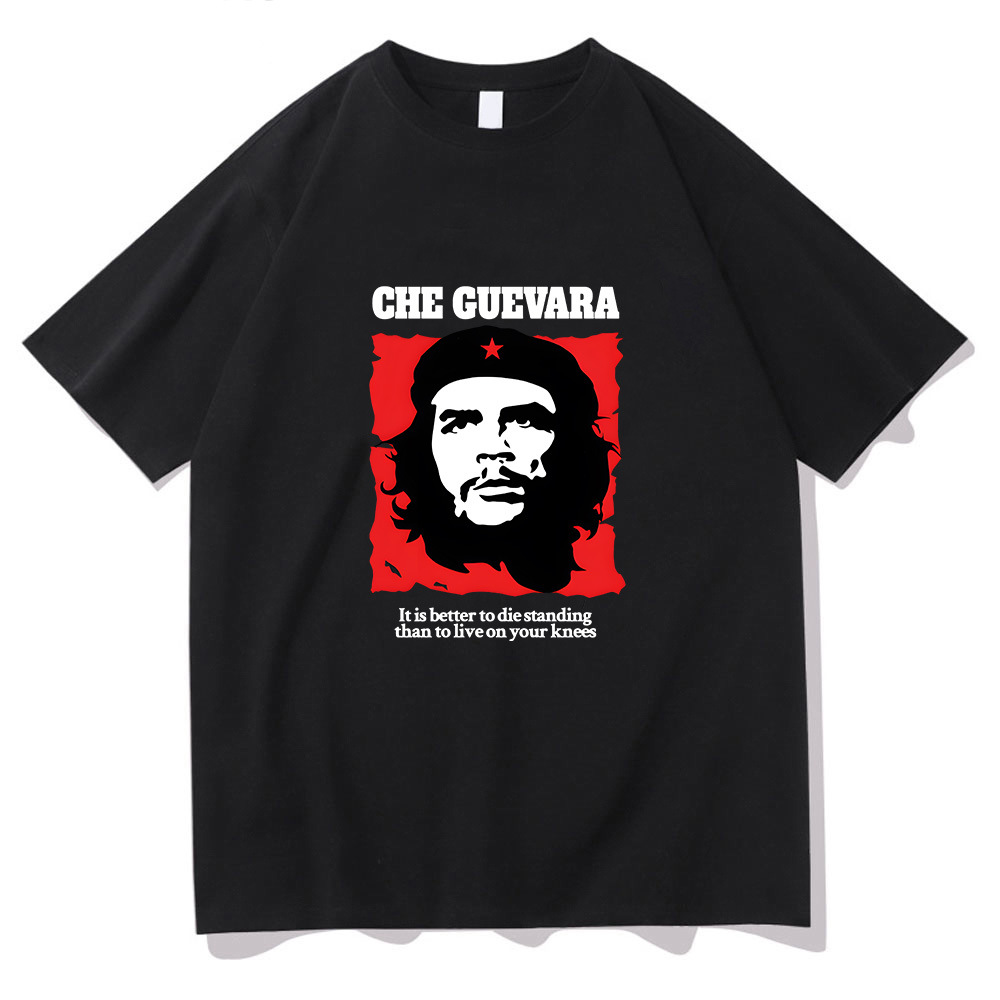 Che Guevara çapı olan kişi futbolkası, qısa qol, dəyirmi boyun