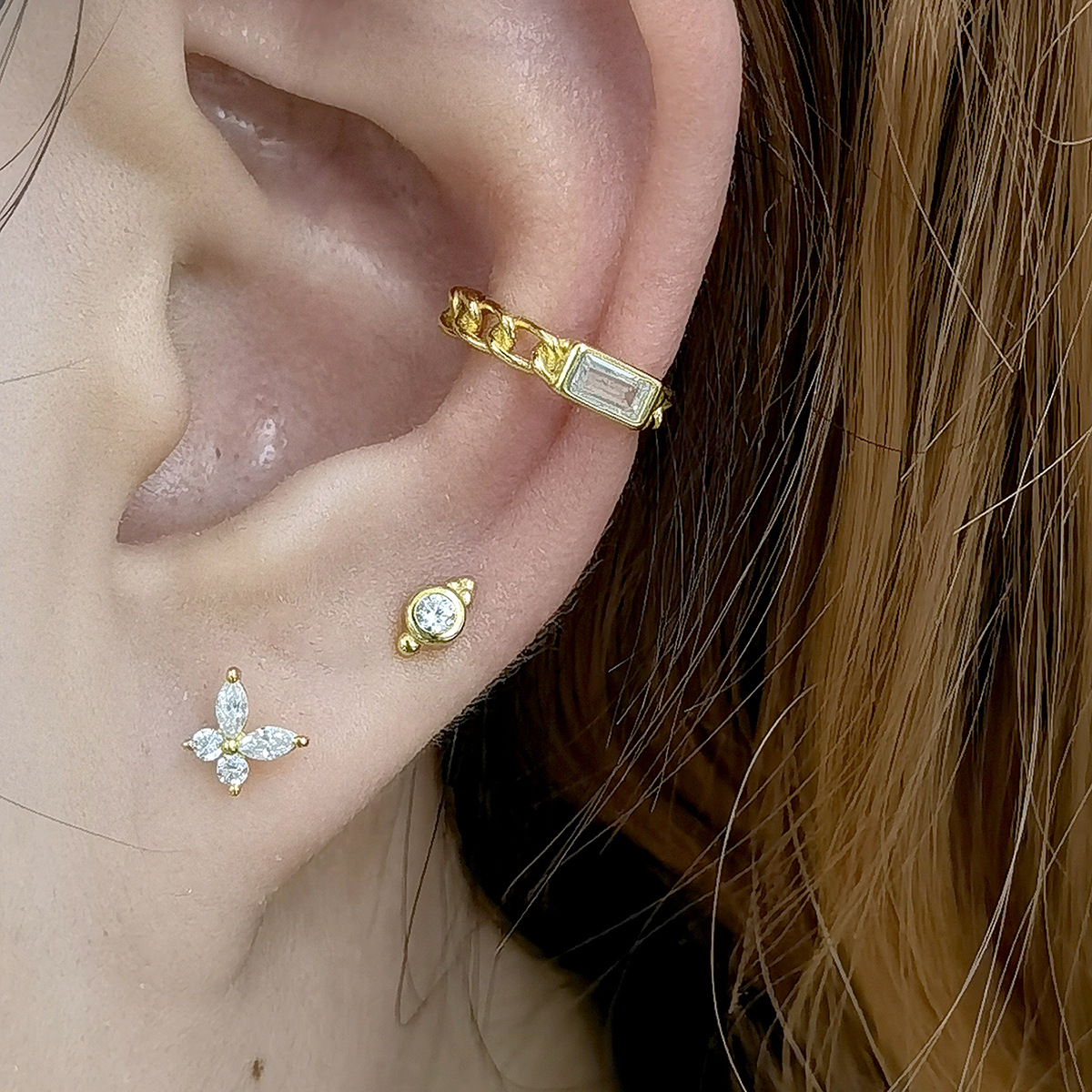 Zircon Inlay Material Ear Studs Classification 1 Pair 925 Sterling Silver 925 Sterling Silver Earrings Butterfly Ear Studs