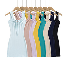 SY9117-25春季新款 美式纯欲风性感修身显瘦蝴蝶结抽绳背心连衣裙