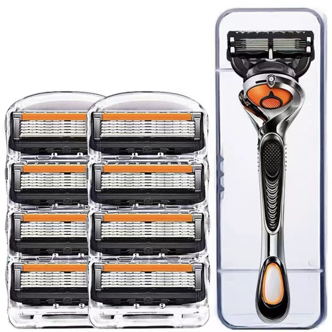 Handheld Razor, 5-Layer German-Style Blades, Multi-Head Replacement Kits (4–48 Heads)