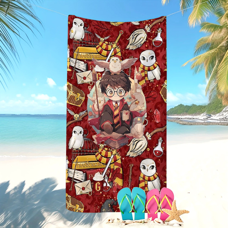 Temu Cross-Border Hot-Selling Hogwarts School of Witchcraft and Wizardry Printed Beach Towel Harry Potter Children's Bath Towel