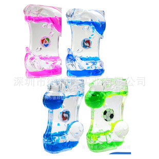 Creative Spinning Wheel Football Acrylic Oil Drip Water Drop Decompression Hourglass Desktop Ornament Boredom Toy Promotional Item