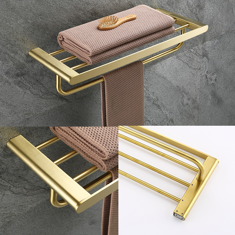跨境金色304不锈钢浴室置物架卫生间毛巾架洗手间毛巾杆卫浴挂件