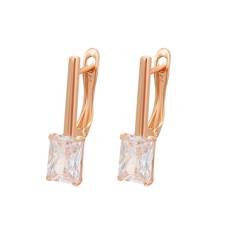 Xuping aretes de gemas artificiales cuadrados geométricos retrógrados botones de orejas rusos temperamento simple D botones de orejas