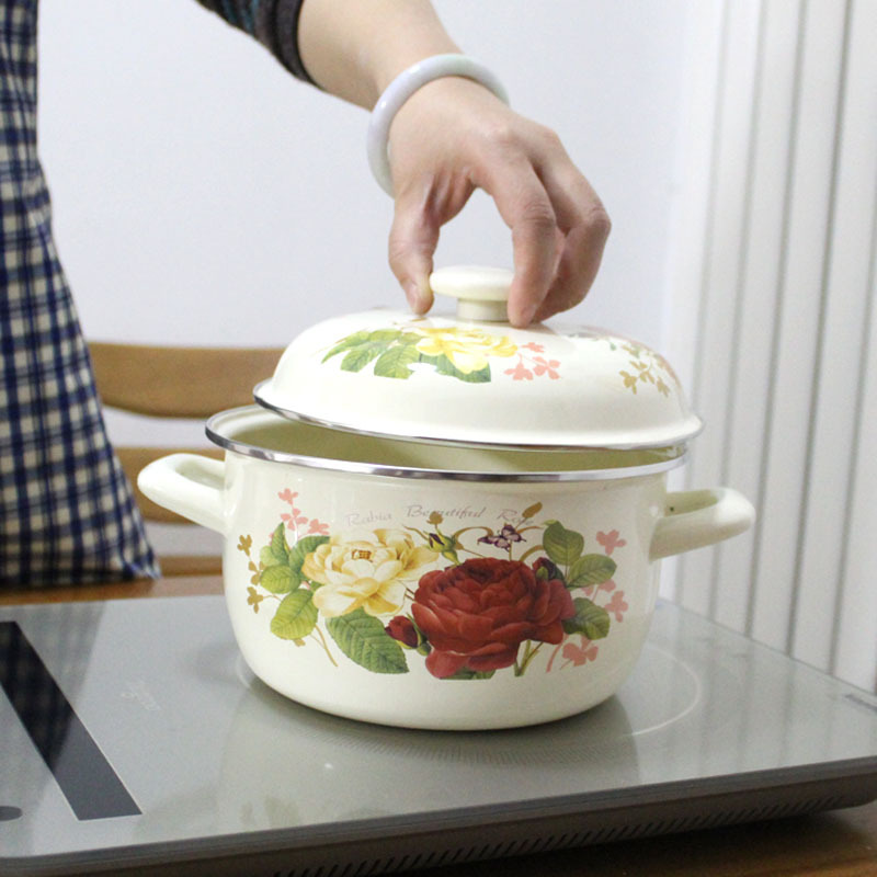 Thickened enamel enamel pot soup pot double ear lard can household…