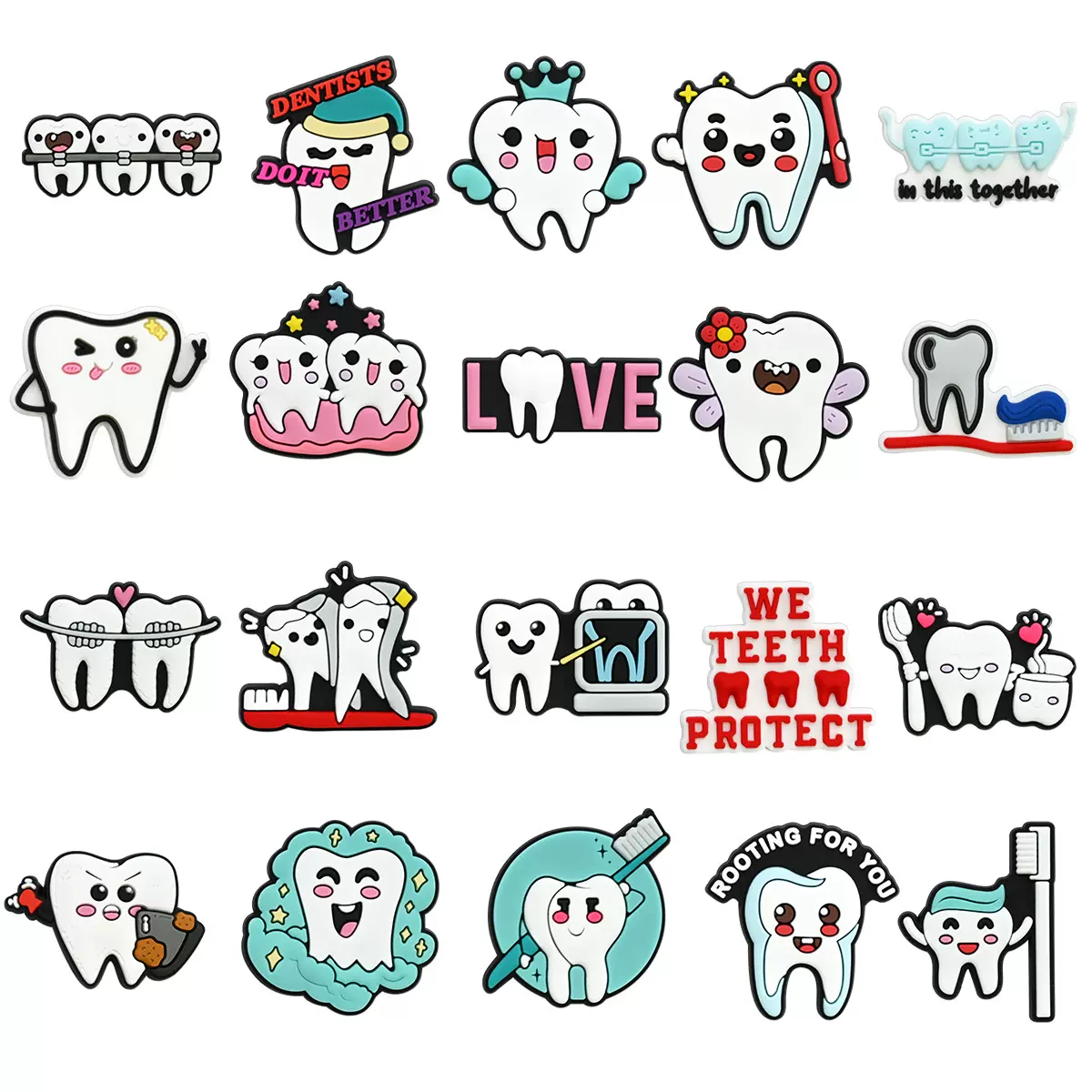 保护牙齿系列洞洞鞋配饰高级感鞋配件可拆卸diy鞋花PVC软胶鞋扣