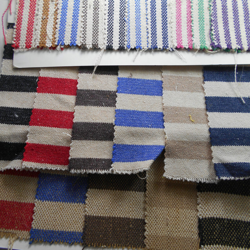 双色涤棉麻色织条麻棉条纹布色织提花竹节箱包鞋材手袋礼盒布面料