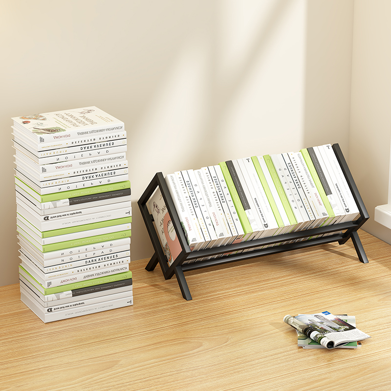 Estante de escritorio pequeño estante de almacenamiento de libros de madera sólida estante de almacenamiento de libros de escritorio de cama de estudiantes simple estante de libro
