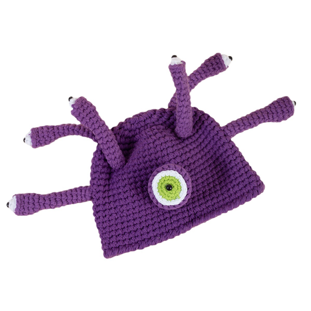 Nischen-handgewebte Hüte sind lustig und witzig, lila, kindliche Dekoration mit Wollmützen, Häkelmützen_voghion.com