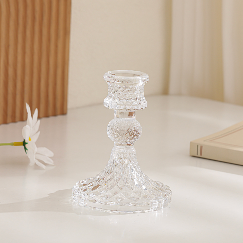 Candelabro de Vidrio Transparente Estilo Europeo Vidrio para Cena a Luz de Velas y Bodas
