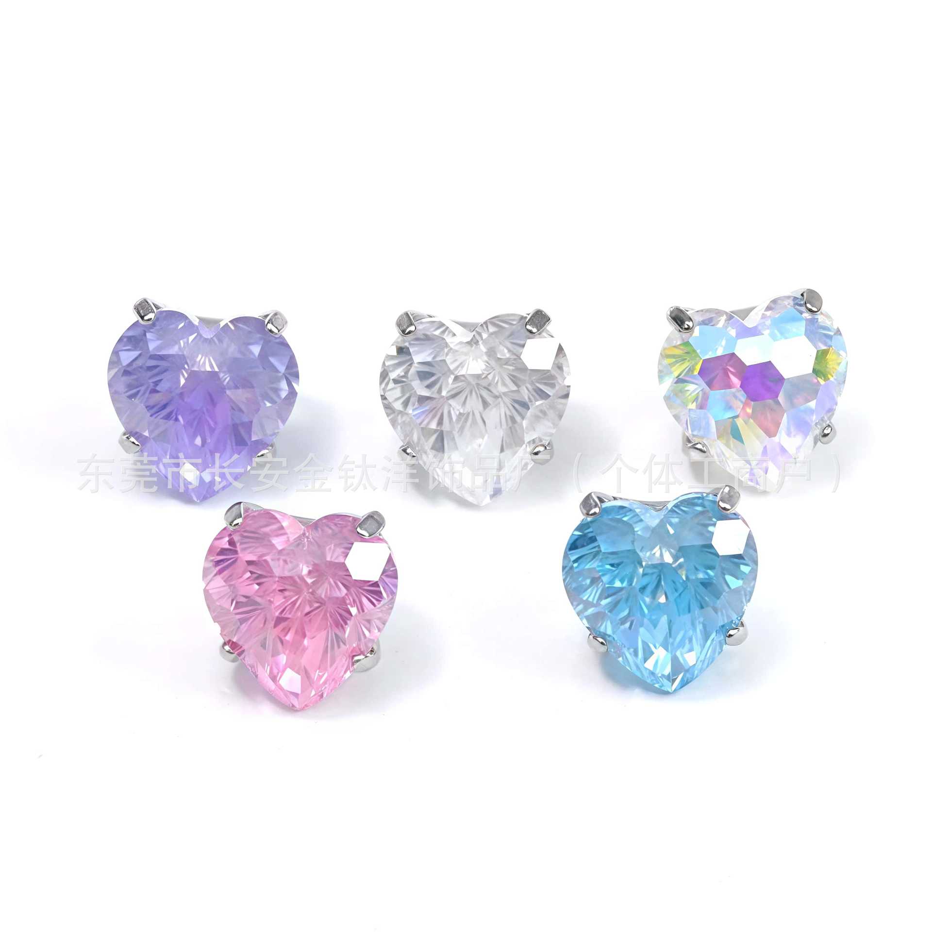 F136 Titanium Round Bottom Heart Fireworks Bright Zircon Ear Bone Nail Lip Nail G23 Titanium Alloy Body Piercing Jewelry detail image 8
