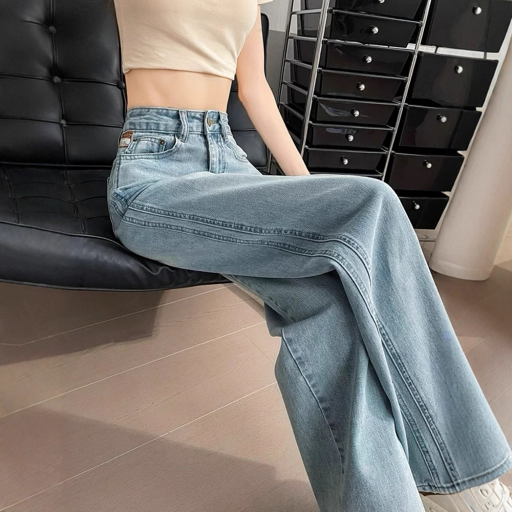 High-Waisted Slim Straight-Leg Jeans for Women 2025 New Autumn Plus-Size Drapey Wide-Leg Pants Slimming Pants