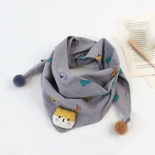 Spring and Autumn Children's Triangle Towel Baby's Scarf Neck Protection Cotton Double-Layer Slip Towel Soft Western-style Decorative Towel for Boys and Girls