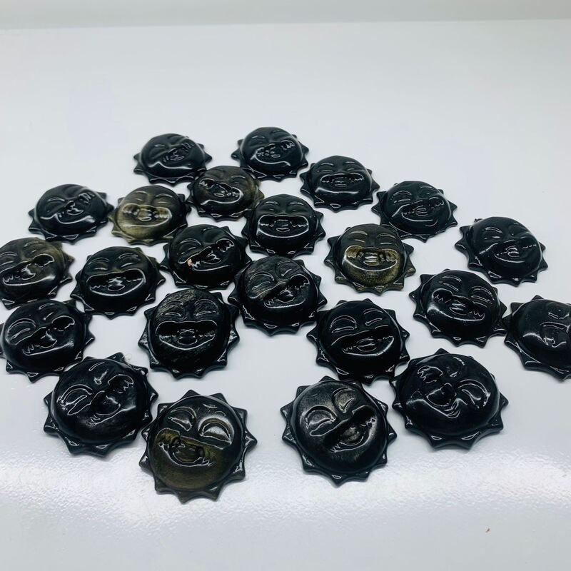 热销 天然水晶金曜石雕刻太阳笑脸水晶小摆件 图 4