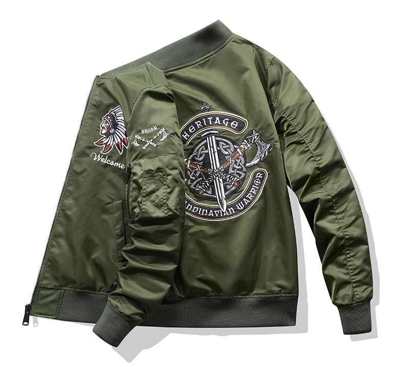 Men's Bomber Jacket Retro Stand Collar Casual Workwear Pilot Style_voghion.com