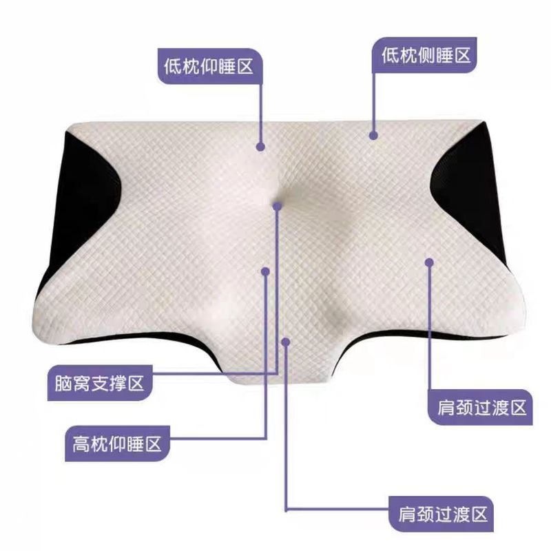 批发跨境针织卷装蝴蝶形记忆棉枕头侧仰睡慢回弹牛角记忆枕芯代发|undefined