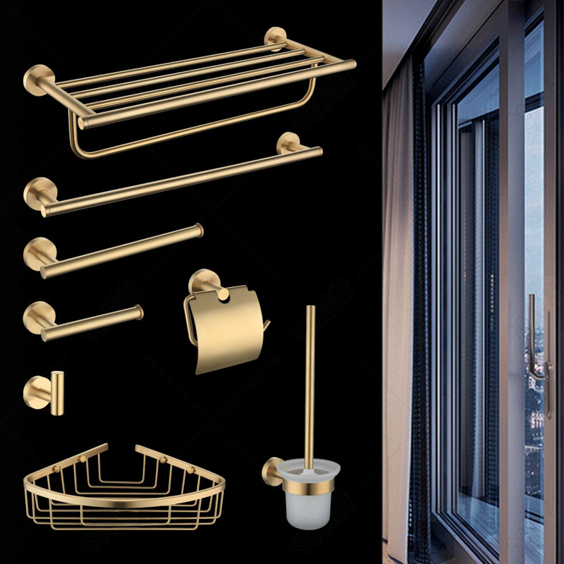Scandinavian 304 Stainless Steel Gold Bathroom Towel Rack Bathroom Storage Rack Toilet Wall-Mounted Towel Bar Pendant Scandinavian 304 Stainless Steel Gold Bathroom Towel Rack Bathroom Storage Rack Toilet Wall-Mounted Towel Bar Pendant