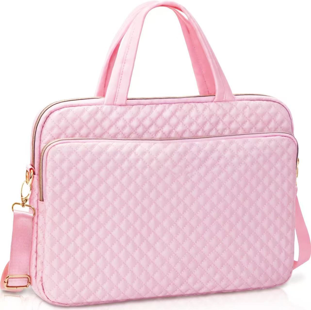 Diamond-Quilted Computer Bag 15.6inch Portable Briefcase Universal Storage Bag for Commuting and Office Use