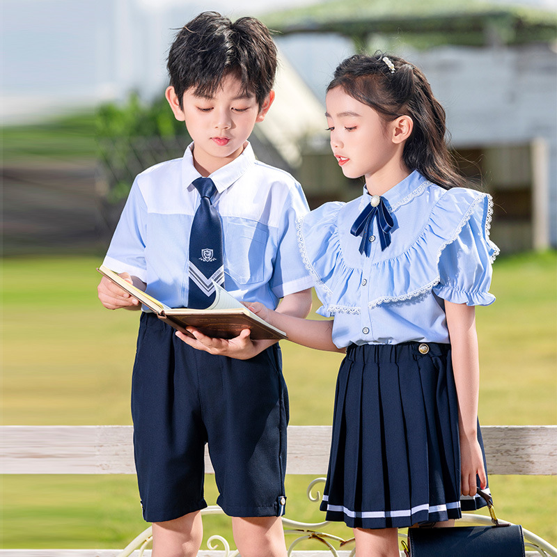유치원 여름 반팔 영국 대학 스타일 운동복 학교 남학생 초등 및 중등 학생 수업 세트