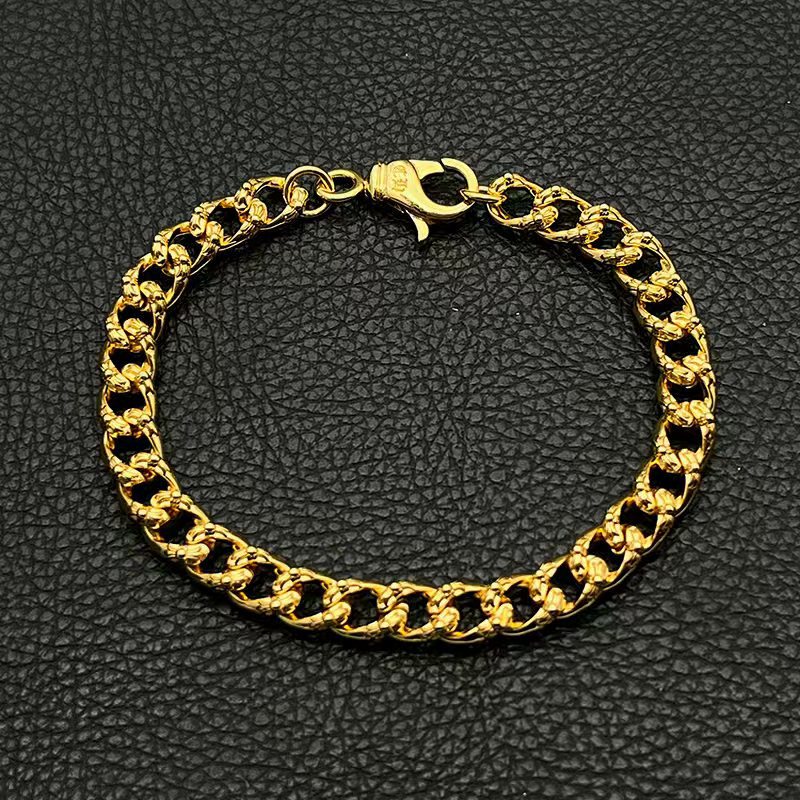 High-End 22K Gold Cross Flower Cuban Bracelet, European and American Hip-Hop Style, Bold and Unique Men's Heavy-Duty Niche Jewelry High-End 22K Gold Cross Flower Cuban Bracelet, European and American Hip-Hop Style, Bold and Unique Men's Heavy-Duty Niche Jewelry