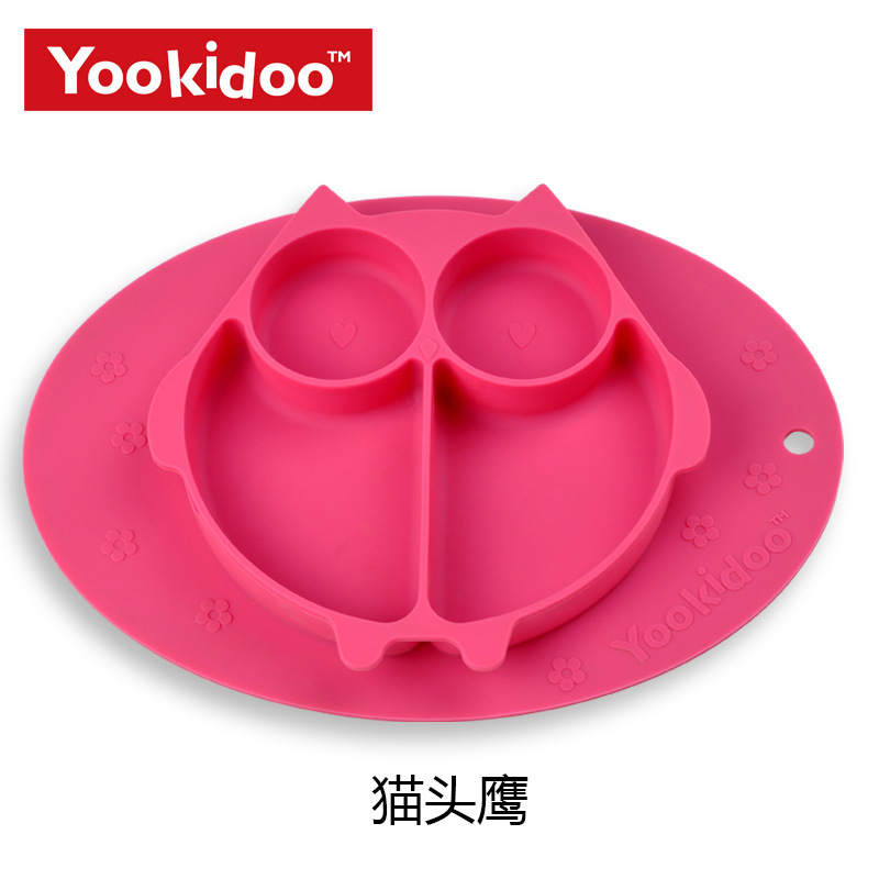 Vajilla infantil genuina Yookidoo, juego de cinco piezas de fibra de bambú para bebés, palillos, cuchara, tenedor, plato, taza, juego de alimentación combinado